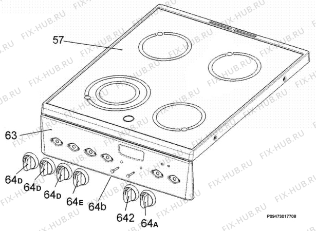 Взрыв-схема плиты (духовки) Electrolux EKC5020 - Схема узла Section 4