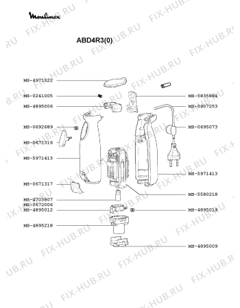 Взрыв-схема блендера (миксера) Moulinex ABD4R3(0) - Схема узла XP000842.1P2