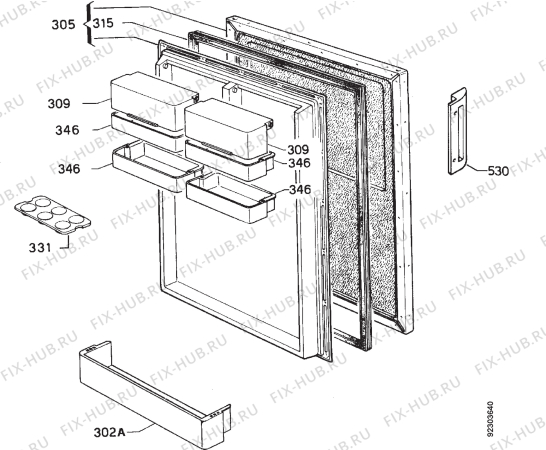 Взрыв-схема холодильника Blomberg KT17550 - Схема узла Door 003