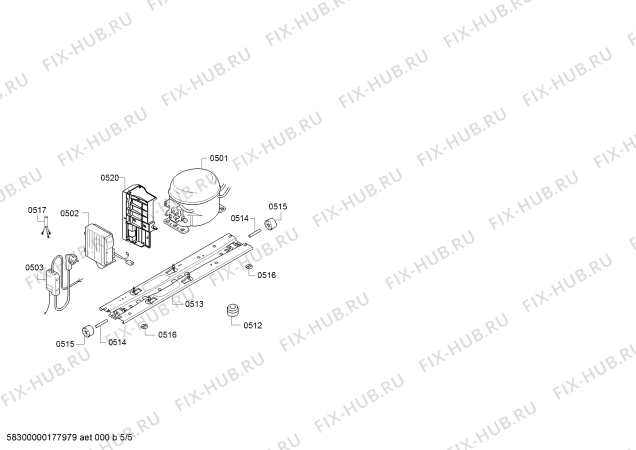 Взрыв-схема холодильника Bosch KGN57PW36N - Схема узла 05