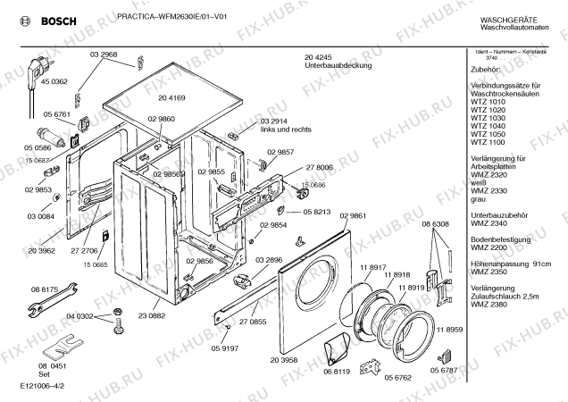 Взрыв-схема стиральной машины Bosch WFM2630IE Practica WFM2630 - Схема узла 02