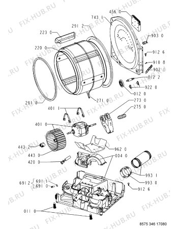 Схема №1 AWZ 3467 с изображением Прокладка для электросушки Whirlpool 480112100158