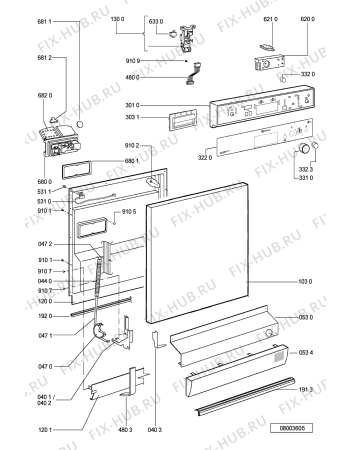 Схема №2 GSF SYMPHONY ACTIV с изображением Панель для посудомойки Whirlpool 481245372398