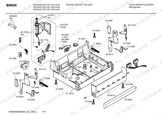 Схема №5 SGS43E12EU с изображением Инструкция по установке/монтажу для моечной машины Bosch 00587752