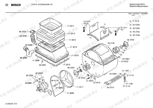 Взрыв-схема стиральной машины Bosch 0722044458 V3474 - Схема узла 03