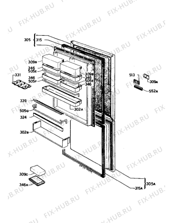 Взрыв-схема холодильника Electrolux RBE315E - Схема узла Refrigerator door