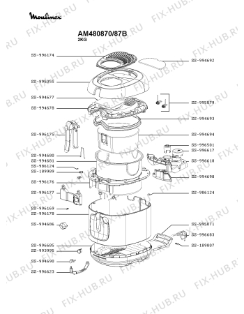 Схема №1 AM480870/87A с изображением Запчасть для электротостера Moulinex SS-996176