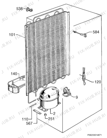 Взрыв-схема холодильника Zanussi ZRC24S - Схема узла Cooling system 017