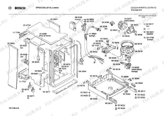 Взрыв-схема посудомоечной машины Bosch SPS2122IL - Схема узла 02