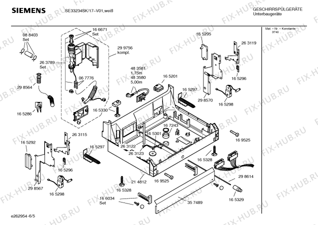Взрыв-схема посудомоечной машины Siemens SE33234SK - Схема узла 05
