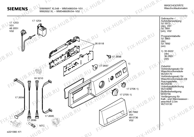 Схема №2 WM54860IN WM 2002 XL с изображением Ручка для стиралки Siemens 00480736
