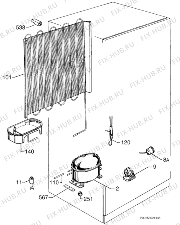 Взрыв-схема холодильника Privileg 005588_41218 - Схема узла Cooling system 017