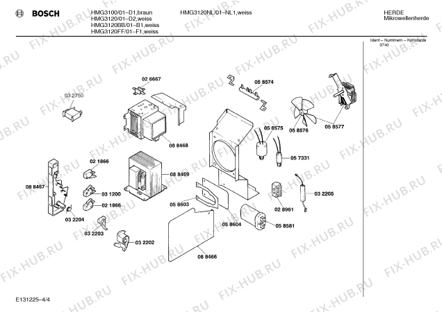 Взрыв-схема микроволновой печи Bosch HMG3120FF - Схема узла 04