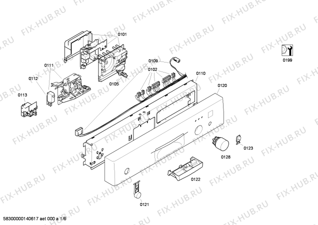 Схема №4 VVD25W02EU с изображением Передняя панель для посудомойки Bosch 00640596