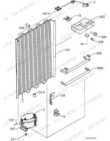 Взрыв-схема холодильника Kelvinator KIUF185HWF - Схема узла Cooling system 017