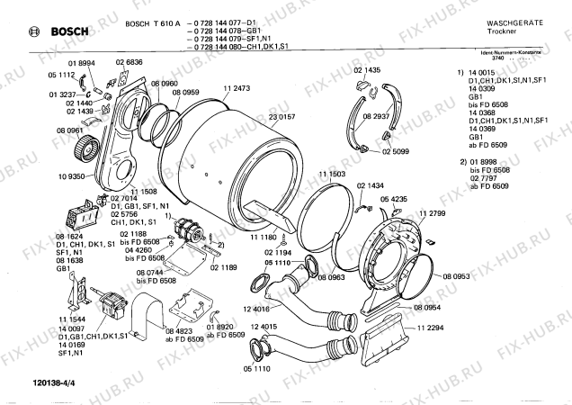 Схема №4 0728144080 T610A с изображением Панель для электросушки Bosch 00114707