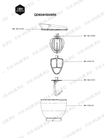 Взрыв-схема кухонного комбайна OBH Nordica QD604HS0/6R0 - Схема узла 9P005296.5P2