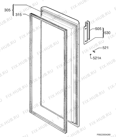 Взрыв-схема холодильника Aeg Electrolux A65210GA - Схема узла Door 003