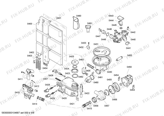 Взрыв-схема посудомоечной машины Bosch SGU09T05SK - Схема узла 04