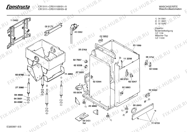Взрыв-схема стиральной машины Constructa CR51110II CR 5111 - Схема узла 03