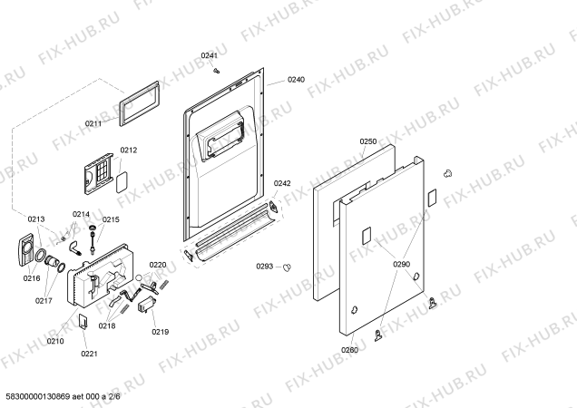 Схема №2 SRV43M33EU с изображением Рамка для посудомойки Bosch 00665113