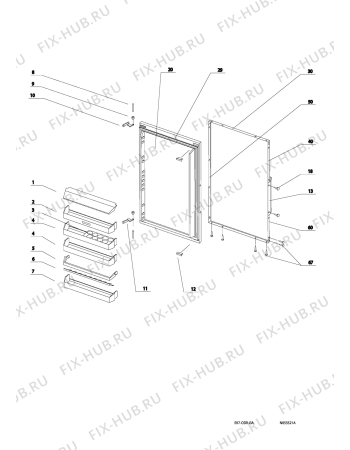 Взрыв-схема холодильника Electrolux EK158.5LIWETW - Схема узла Door 003