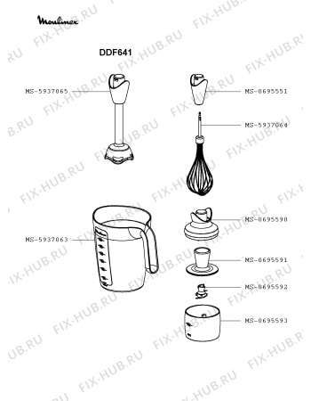 Взрыв-схема блендера (миксера) Moulinex DDF641 - Схема узла XP002969.7P2