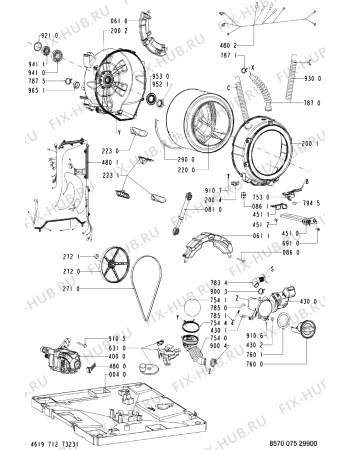 Схема №1 AWM 1001/S-I с изображением Клавиша для стиральной машины Whirlpool 481241279426