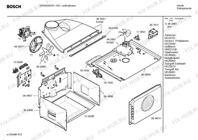 Схема №3 HEN4222 с изображением Инструкция по эксплуатации для плиты (духовки) Bosch 00582432