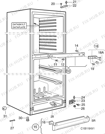 Взрыв-схема холодильника Electrolux AR8419B - Схема узла C10 Cabinet