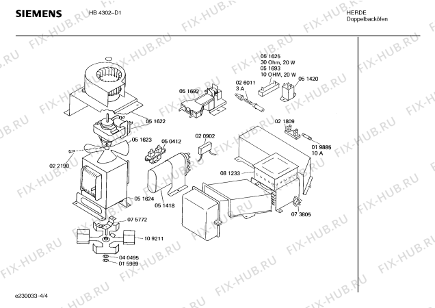 Взрыв-схема плиты (духовки) Siemens HB4302 - Схема узла 04