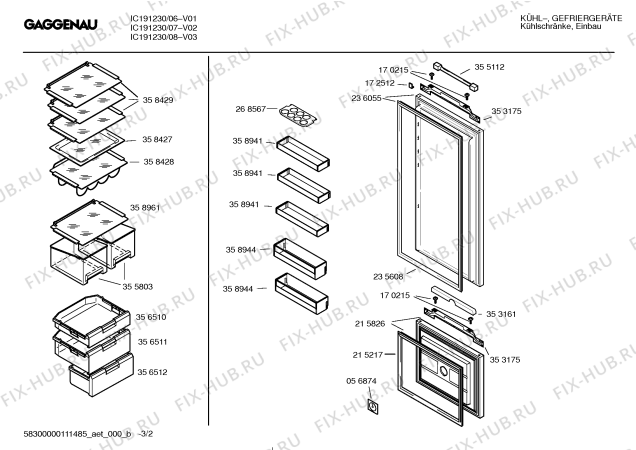 Схема №3 IC191230 с изображением Инструкция по эксплуатации Gaggenau для холодильника Bosch 00692131