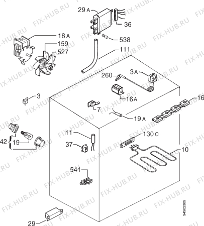 Взрыв-схема плиты (духовки) Privileg 028633 6 - Схема узла Electrical equipment 268