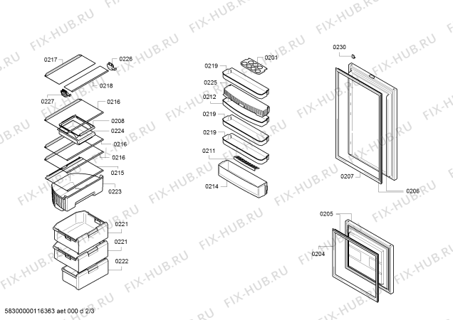 Схема №3 K4444X6 с изображением Дверь для холодильной камеры Bosch 00244033