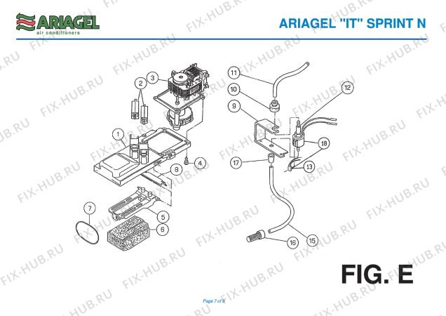 Взрыв-схема кондиционера Ariagel SPRINT N - Схема узла 7