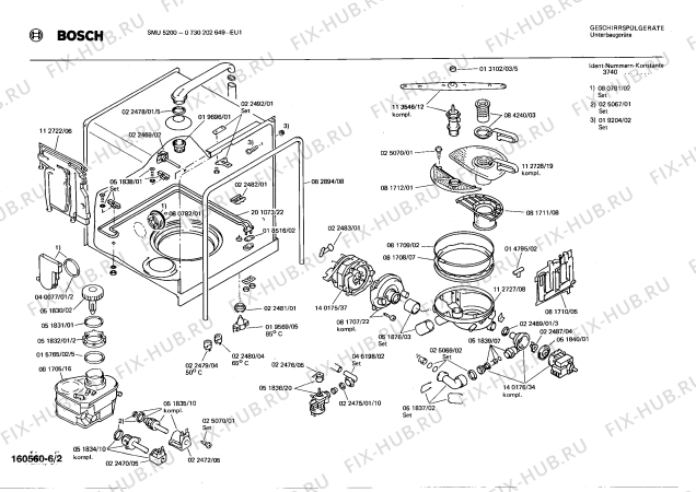 Взрыв-схема посудомоечной машины Bosch 0730202649 SMU5200 - Схема узла 02