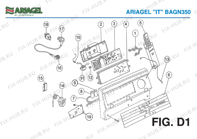 Взрыв-схема кондиционера Ariagel BAGN 350 - Схема узла 5