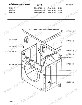 Взрыв-схема стиральной машины Blomberg TK 610-W - Схема узла Section1