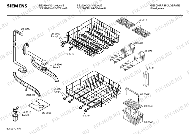 Схема №2 SE25260DK с изображением Инструкция по эксплуатации для посудомоечной машины Siemens 00520205