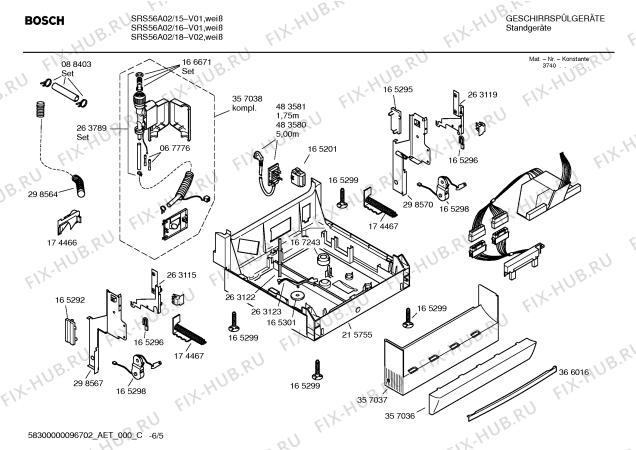 Взрыв-схема посудомоечной машины Bosch SRS56A02 - Схема узла 05