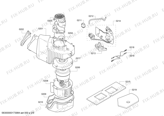 Взрыв-схема пылесоса Bosch BGS51435 Bosch Relaxx'x - Схема узла 02