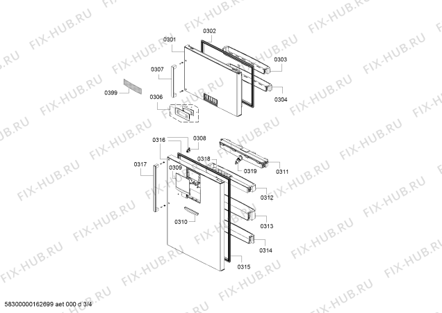 Схема №2 KDN74AL21N с изображением Панель управления для холодильной камеры Bosch 00750815