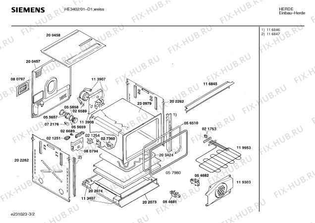 Взрыв-схема плиты (духовки) Siemens HE3402 - Схема узла 02