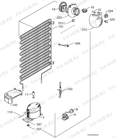 Взрыв-схема холодильника Rex FI290/2VA - Схема узла Cooling system 017