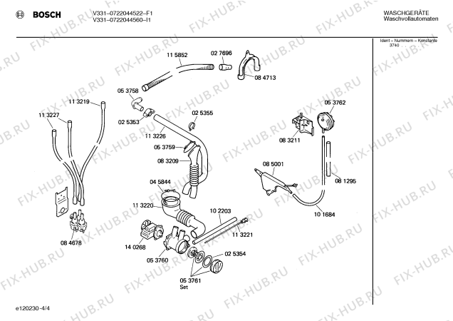 Взрыв-схема стиральной машины Bosch 0722044522 V331 - Схема узла 04