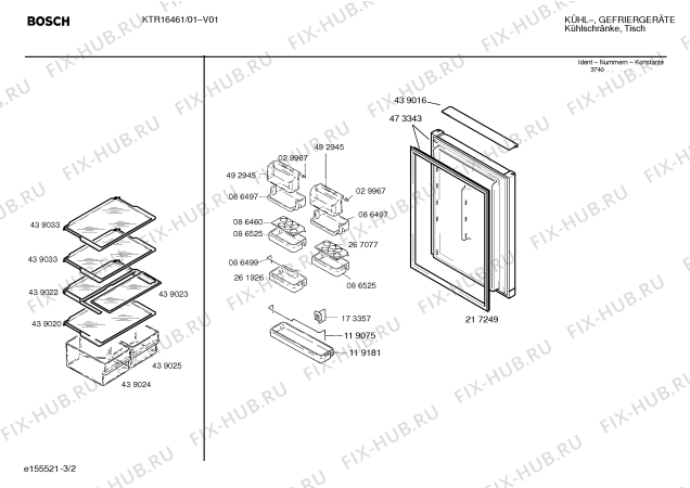 Схема №2 KTR16461 с изображением Дверь для холодильника Bosch 00473343
