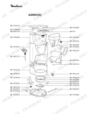 Взрыв-схема кофеварки (кофемашины) Moulinex AAR541(0) - Схема узла Q0000087.7Q2