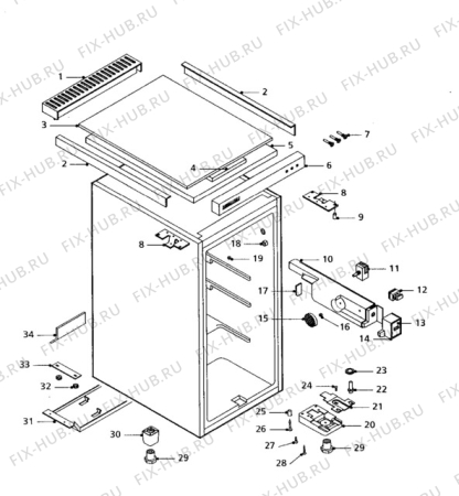 Взрыв-схема холодильника Zanussi DV35 - Схема узла Cabinet + armatures