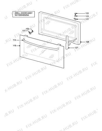 Взрыв-схема плиты (духовки) Zanussi Electrolux ZCGHL55XN - Схема узла H10 Grill door assy