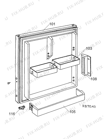 Взрыв-схема холодильника Zanussi ZFC76 - Схема узла Door 003